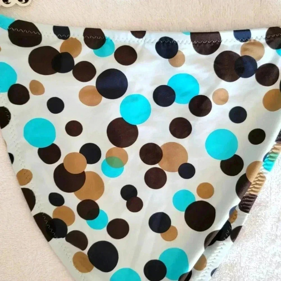 NWT Becca Vintage White Blue Polka Dot beaded Swim Bikini Size M - Picture 5 of 7
